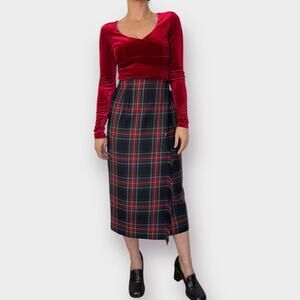 90s Rafaella‎ Plaid Maxi Skirt Size M